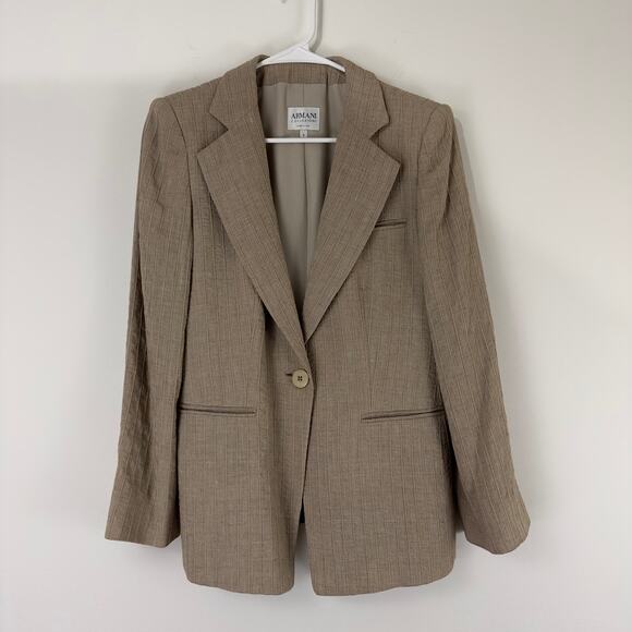 Armani Collezioni tan single breasted blazer W-8‎
